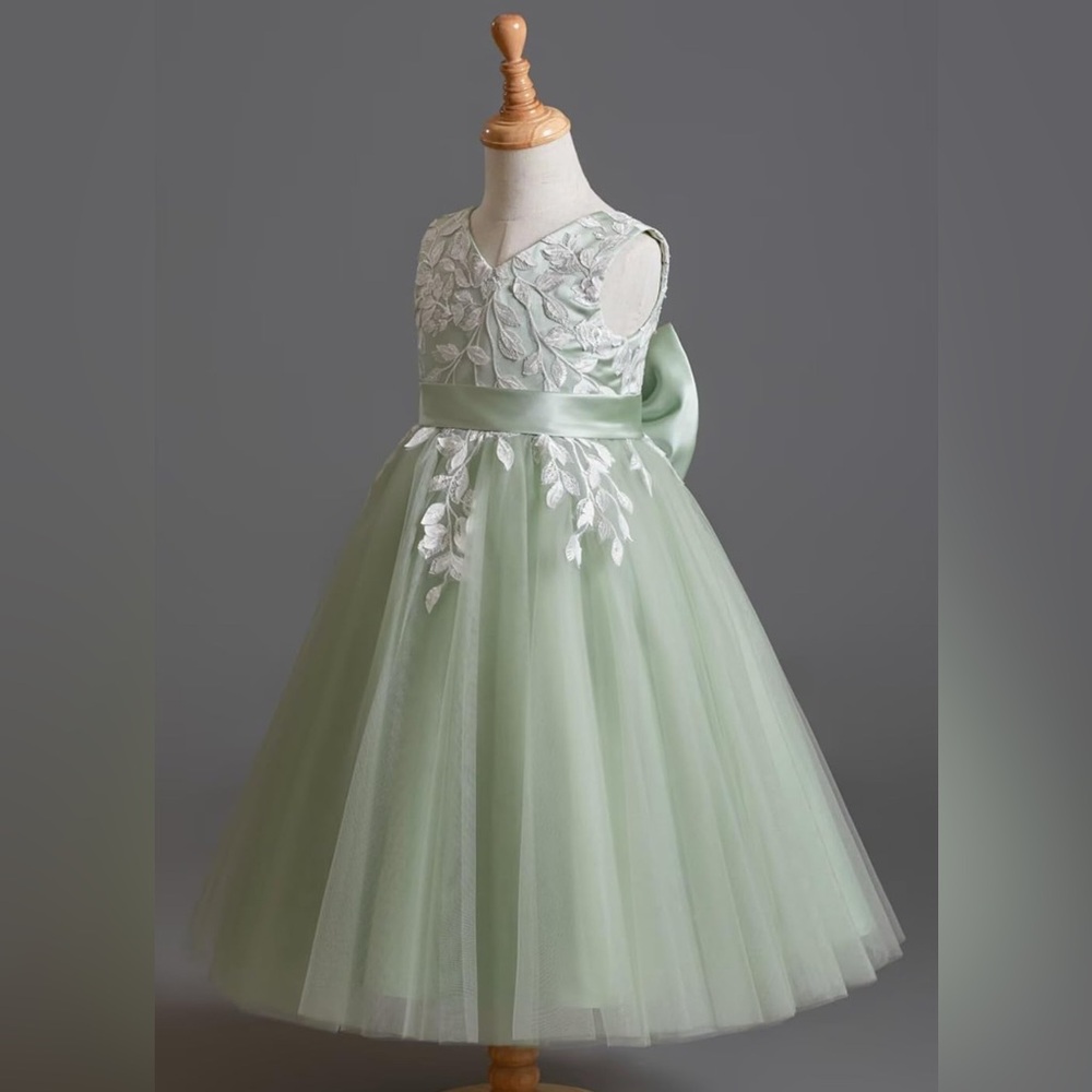 Green flower girl dress